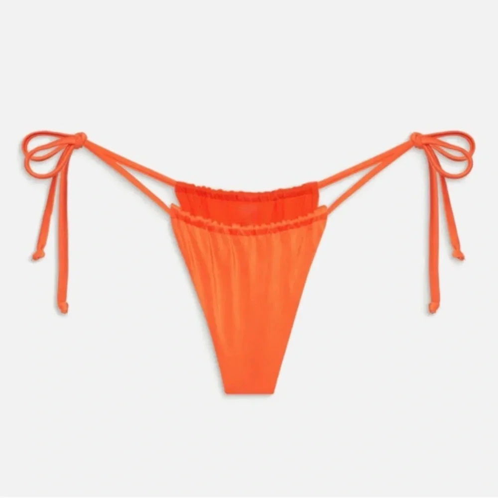 New! Frankie's Bikinis Tia Cuties Orange Tie-Side Thong Bottom 1089